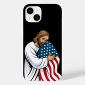 Jezus knuffelt Amerikaanse vlag Case-Mate iPhone Case (Achterkant)