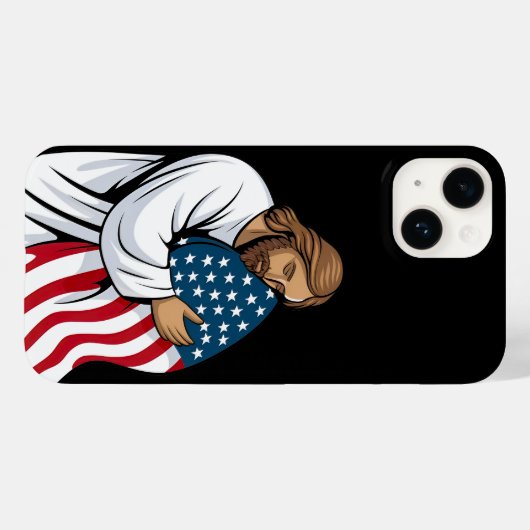 Jezus knuffelt Amerikaanse vlag Case-Mate iPhone Case (Achterkant (horizontaal))