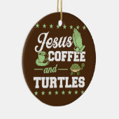 Jezus Koffee en Christelijke schildpadden Keramisch Ornament (Rechts)