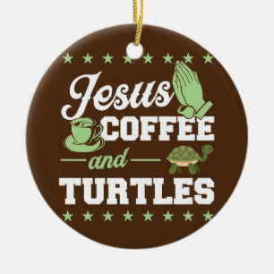 Jezus Koffee en Christelijke schildpadden Keramisch Ornament