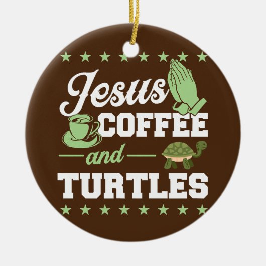 Jezus Koffee en Christelijke schildpadden Keramisch Ornament (Voorkant)