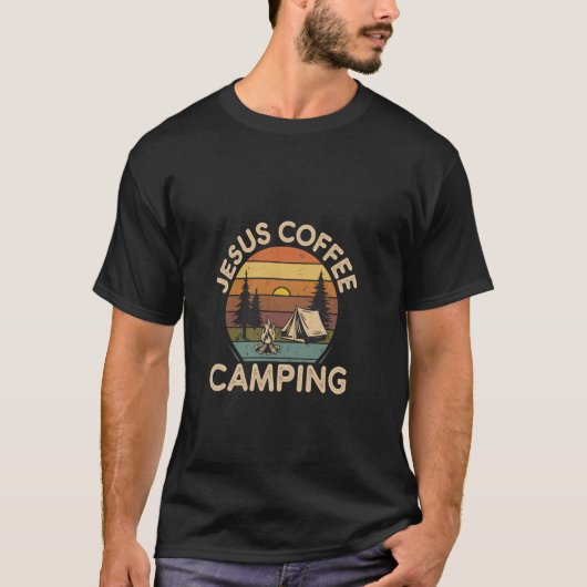 Jezus Koffie Camping Camper Routine Wil T-shirt (Voorkant)