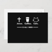 Jezus koffie en katten is alles wat ik Christelijk Briefkaart (Voorkant / Achterkant)