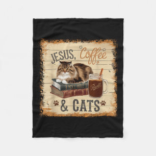 Jezus Koffie Katten Grappig Schattig Ontwerp Jezus Fleece Deken