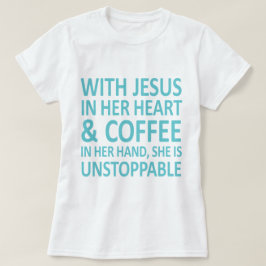 Jezus + koffie_skyblauw t-shirt