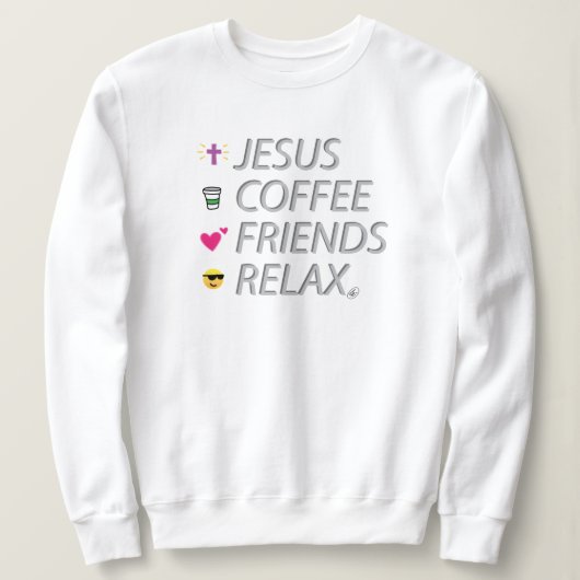 Jezus, koffie, vrienden, ontspan trui (Design voorkant)