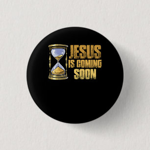 Jezus komt binnenkort aftellen tot Jezus Christus Ronde Button 3,2 Cm