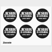 Jezus komt er aan Kijk bezig Ronde Sticker (Vel)