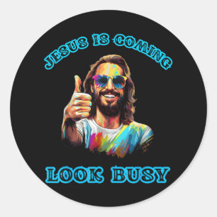 Jezus komt er druk uitzien Grappige das Dye Jesus  Ronde Sticker