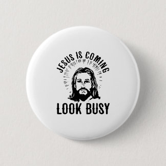 Jezus komt er op uit. ronde button 5,7 cm