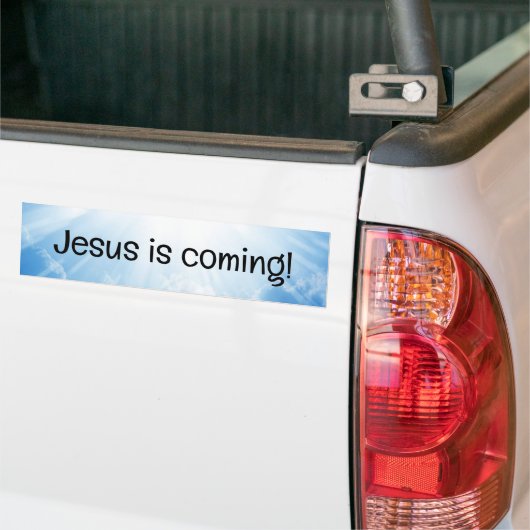 Jezus komt eraan! bumpersticker (Op Truck)