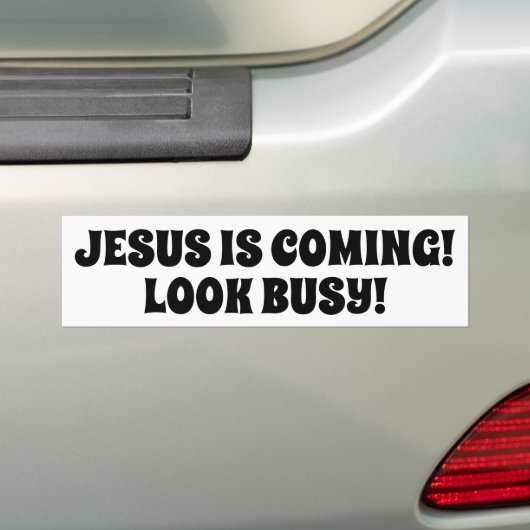 Jezus komt eraan... bumpersticker (Op auto)