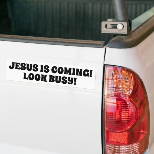 Jezus komt eraan... bumpersticker (Op Truck)