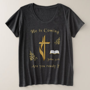 Jezus komt eraan grote maat t-shirt
