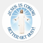 Jezus komt eraan ronde sticker (Voorkant)