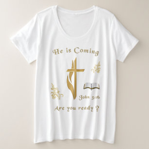 Jezus komt grote maat t-shirt