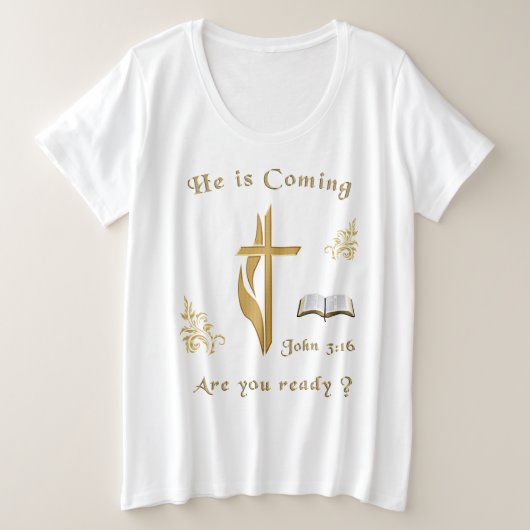 Jezus komt grote maat t-shirt (Design voorkant)