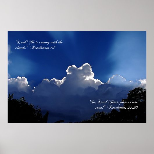 Jezus komt in het Inspirerend Poster van de wolken (Voorkant)