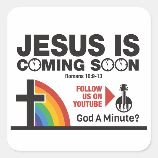 Jezus komt snel op een vierkant Sticker 20 per vel (Voorkant)