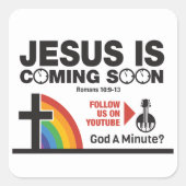 Jezus komt snel op een vierkant Sticker 20 per vel (Voorkant)