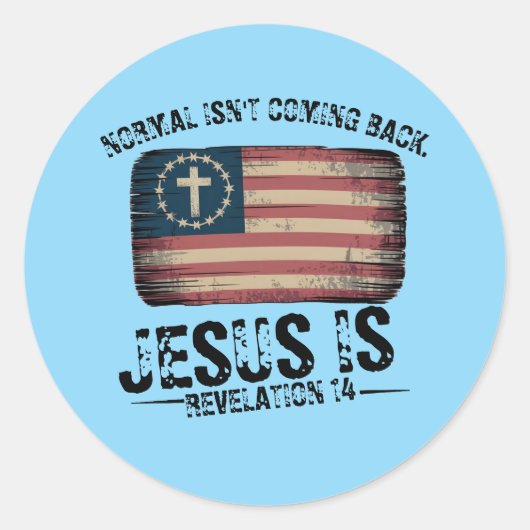 Jezus komt terug ronde sticker (Voorkant)