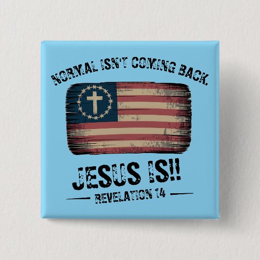 Jezus komt terug vierkante button 5,1 cm (Voorkant)