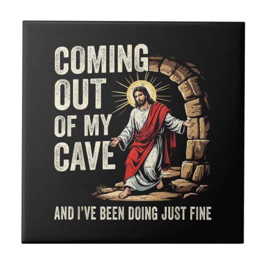Jezus komt uit mijn grot tegeltje (Voorkant)