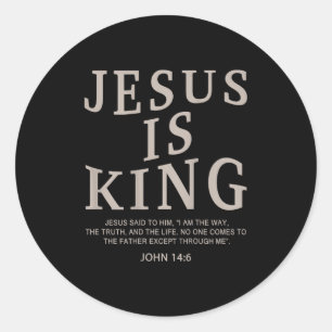 Jezus Koning Christelijke Mannen Jeugd God Goede Z Ronde Sticker