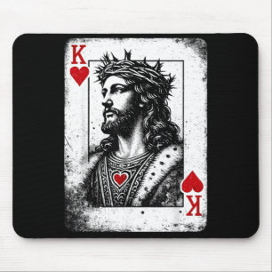 Jezus koning van harten retro religieus kaartspelJ Muismat