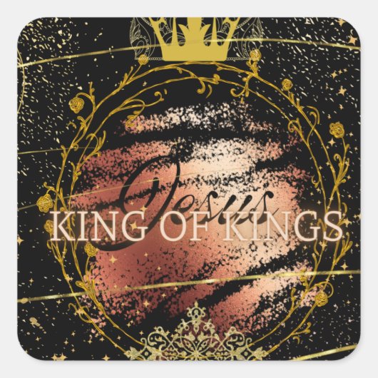 Jezus: Koning van Kings Vierkante Sticker (Voorkant)