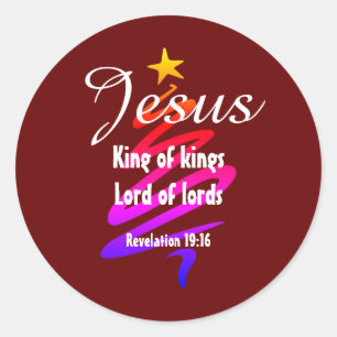 JEZUS KONING VAN KONINGEN Custom RED Modern Ronde Sticker