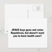 Jezus koopt pistolen maar wil niet dat je genezen  briefkaart (Voorkant / Achterkant)