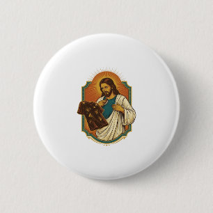 Jezus Krijt Bedekte Zwarte Sportkleren Troep Worko Ronde Button 5,7 Cm