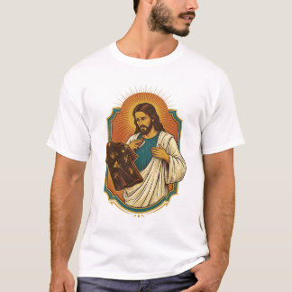 Jezus Krijt Bedekte Zwarte Sportkleren Troep Worko T-shirt