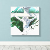 Jezus Kruis Bijbel Verse Geloof Canvas Print (Insitu (Houten vloer))