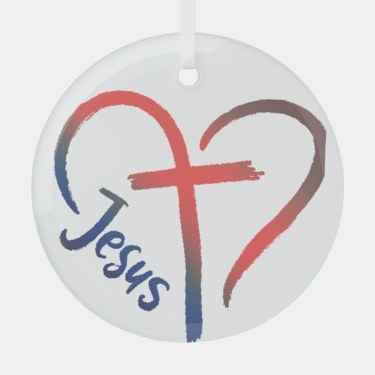 Jezus Kruis en hart Liefde Symbool Glas Ornament (Voorkant)
