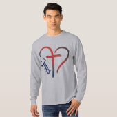 Jezus Kruis en hart Liefde Symbool T-shirt (Voorkant volledig)