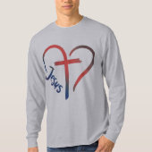 Jezus Kruis en hart Liefde Symbool T-shirt (Voorkant)