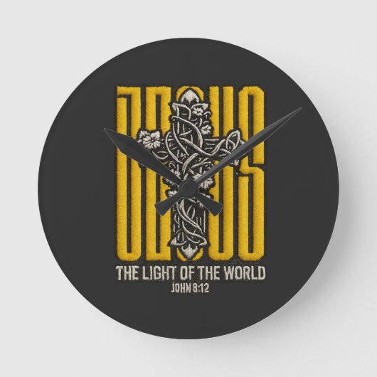 Jezus kruis geborduurd ronde klok (Voorkant)