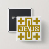 Jezus' kruis vierkante button 5,1 cm (Voorkant /achterkant)