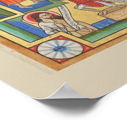 Jezus kruisigde middeleeuwse verlichting poster (Hoek)