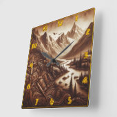 Jezus kruisiging omgeven door majestueuze bergen vierkante klok (Hoek)