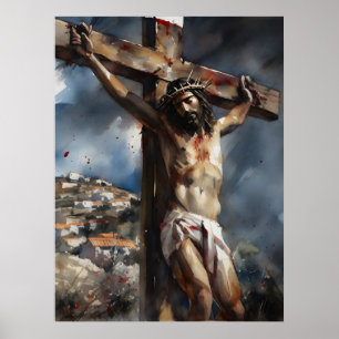 Jezus kruisiging op Golgotha Poster