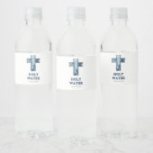  Jezus kruist blauw christendom Heilig water Waterfles Etiket (Flessen)