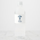 Jezus kruist blauw christendom Heilig water Waterfles Etiket (Voorkant)