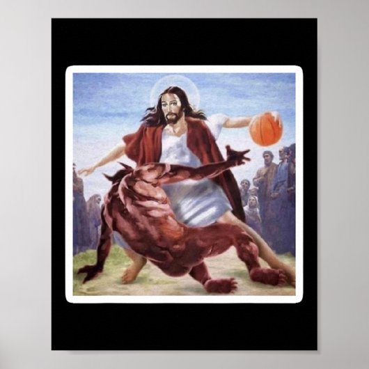 Jezus kruist satan Basketball op Poster (Voorkant)