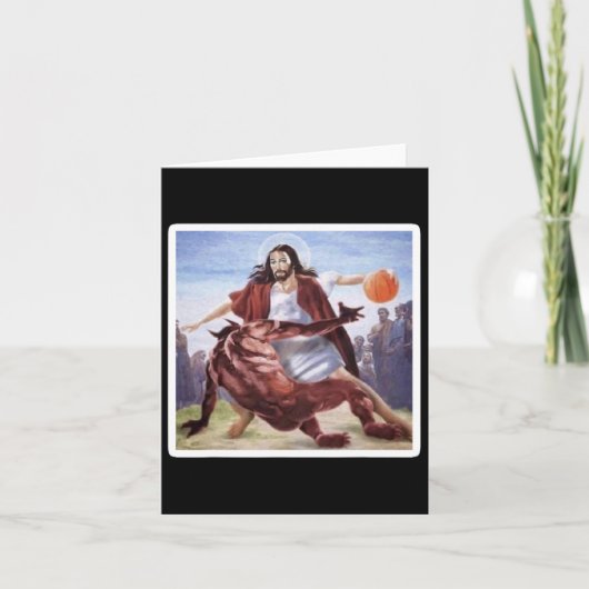 Jezus kruist Satan Bysketbyll Kaart (Voorkant)