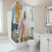 Jezus kruist wit douwergordijn douchegordijn (In situ)