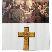 Jezus kruist zwart wit douwergordijn douchegordijn (Voorkant)