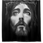 Jezus kruist zwart wit douwergordijn douchegordijn (Voorkant)